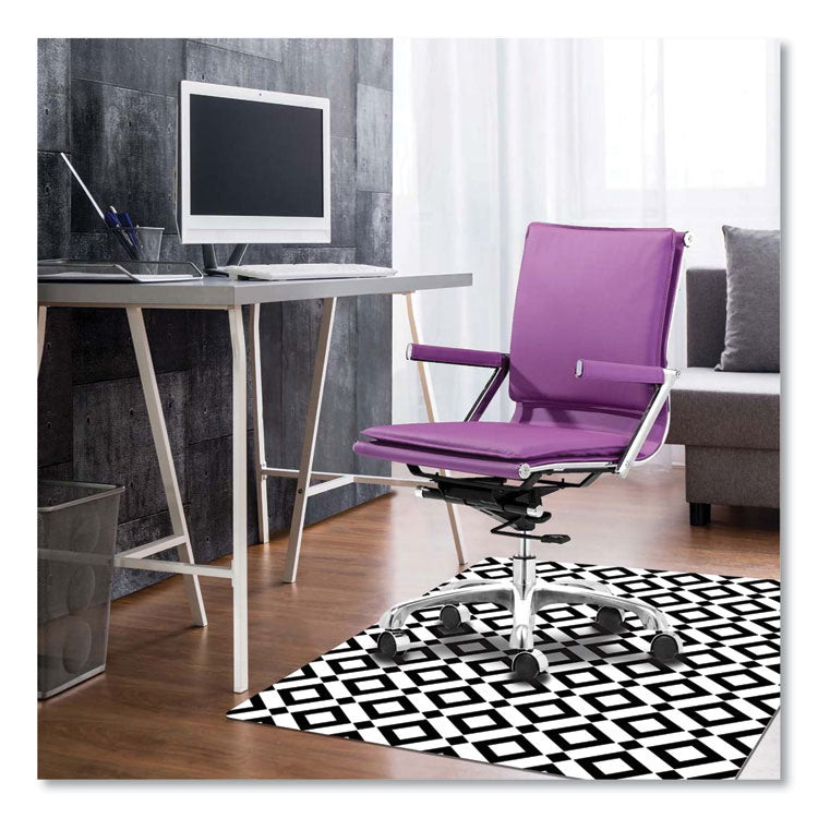 FashionMat Chair Mat for Flat Pile Carpeted and Hard Floors, Rectangular, Straight Edges, 35" x 40", White/Black