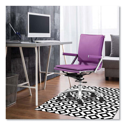 FashionMat Chair Mat for Flat Pile Carpeted and Hard Floors, Rectangular, Straight Edges, 35" x 40", White/Black