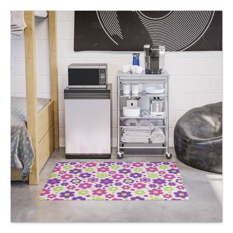 FashionMat Chair Mat for Flat Pile Carpeted and Hard Floors, Rectangular, Straight Edges, 35" x 40", Pink/Green/Purple