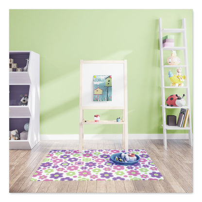 FashionMat Chair Mat for Flat Pile Carpeted and Hard Floors, Rectangular, Straight Edges, 35" x 40", Pink/Green/Purple