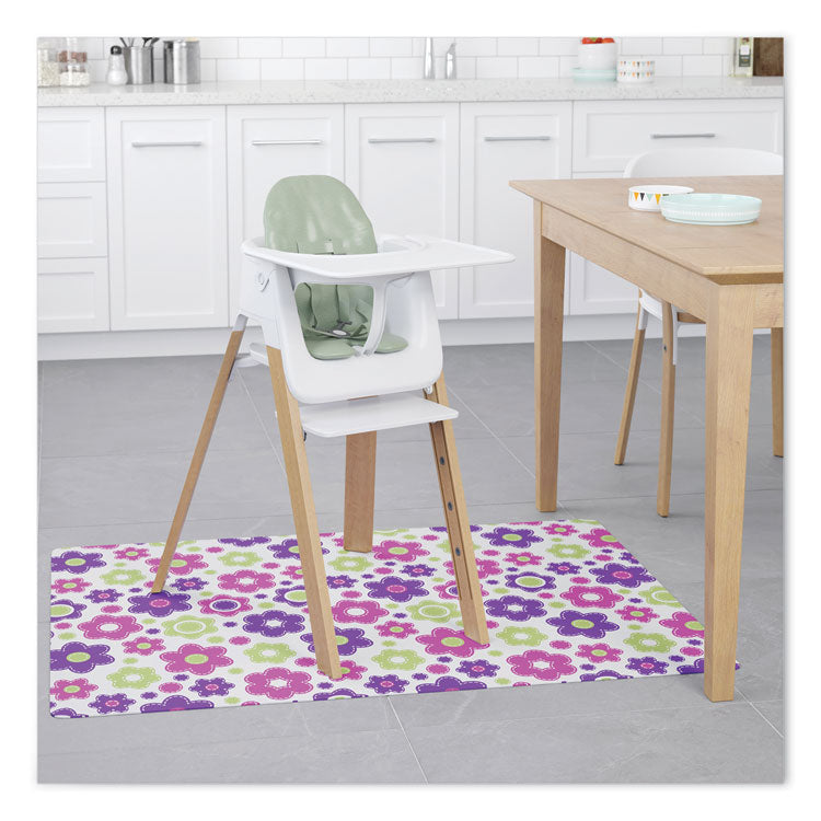 FashionMat Chair Mat for Flat Pile Carpeted and Hard Floors, Rectangular, Straight Edges, 35" x 40", Pink/Green/Purple