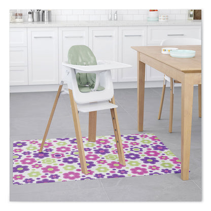 FashionMat Chair Mat for Flat Pile Carpeted and Hard Floors, Rectangular, Straight Edges, 35" x 40", Pink/Green/Purple