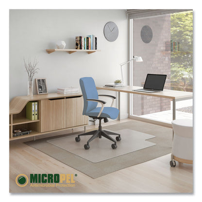 Antimicrobial Chair Mat for Medium Pile Carpeted Floors, Rectangular with Lip, Straight Edges, 36" x 48", Clear