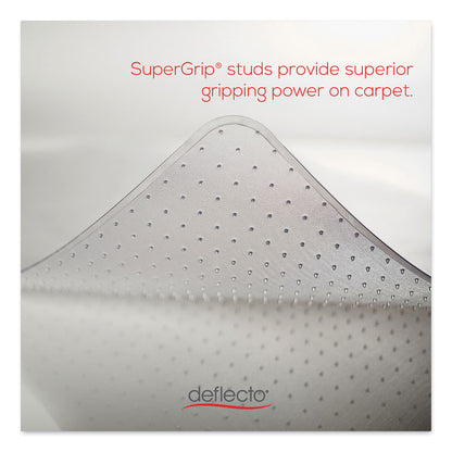 Antimicrobial Chair Mat for Medium Pile Carpeted Floors, Rectangular with Lip, Straight Edges, 36" x 48", Clear