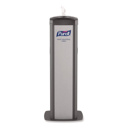DS360 High Capacity Hand Sanitizing Wipes Station, 17 x 17.25 x 44.25, Black/Silver