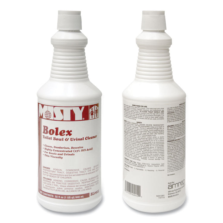 Bolex 23 Percent Hydrochloric Acid Bowl Cleaner, Wintergreen Scent, 32 oz Bottle, 12/Carton