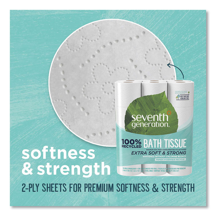 100% Recycled Bathroom Tissue, Septic Safe, 2-Ply, White, 240 Sheets/Roll, 24 Rolls/Pack, 2 Packs/Carton