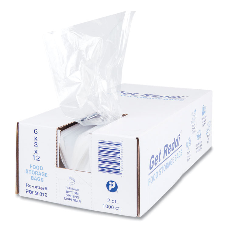 Food Bags, 64 oz, 0.68 mil, 6" x 3" x 12", Clear, 1,000/Carton
