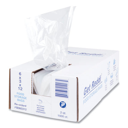 Food Bags, 64 oz, 0.68 mil, 6" x 3" x 12", Clear, 1,000/Carton