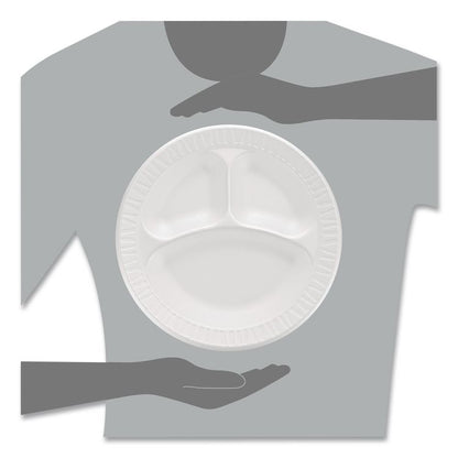 Concorde Foam Plate, 3-Compartment Plate, 10.25" dia, White, 125/Pack, 4 Packs/Carton