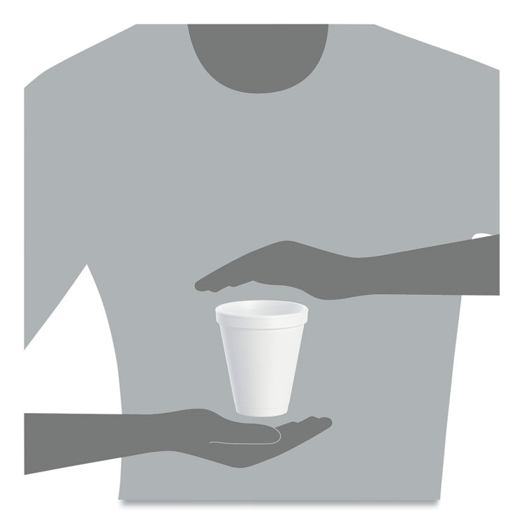 Foam Drink Cups, 12 oz, Squat, White, 1,000/Carton