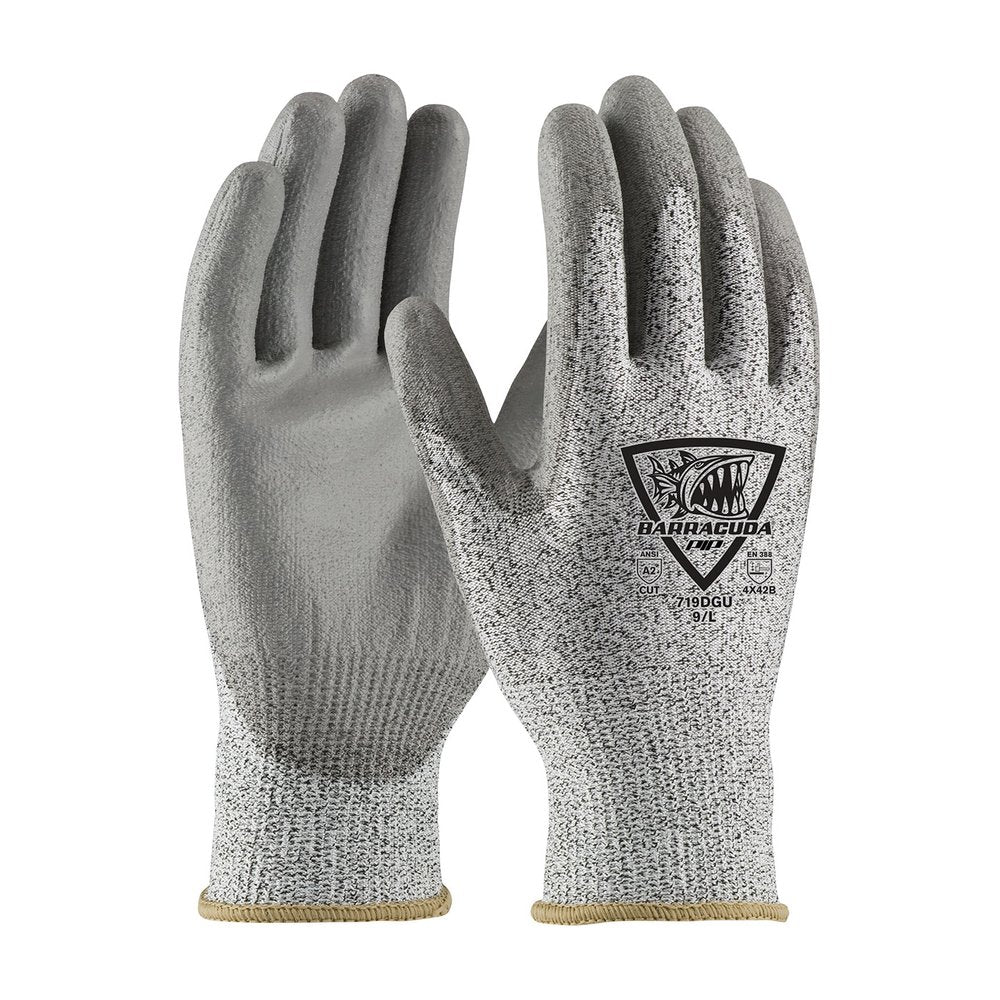 G-Tek by PIP Econ Knit Polykor GLOVEW/POLYURE. Grip P/F 3X, 12 Pairs/Pack