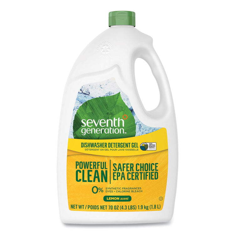 Natural Automatic Dishwasher Gel, Lemon Scent, Jumbo 70 oz Bottle, 6/Carton