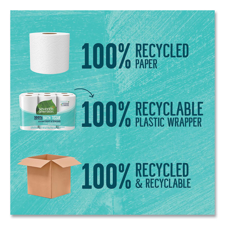 100% Recycled Bathroom Tissue, Septic Safe, 2-Ply, White, 240 Sheets/Roll, 12 Rolls/Pack