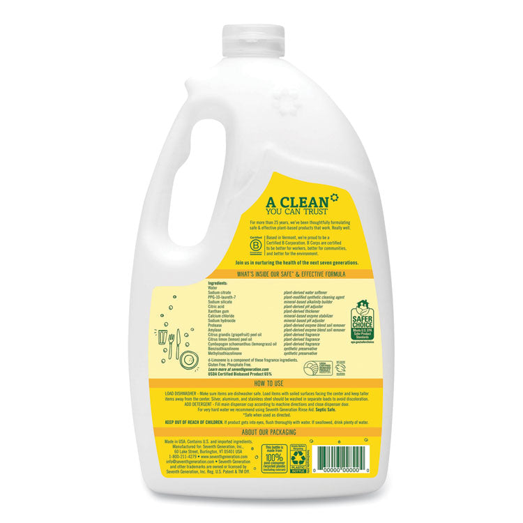 Natural Automatic Dishwasher Gel, Lemon Scent, Jumbo 70 oz Bottle, 6/Carton