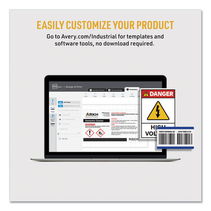 UltraDuty GHS Chemical Waterproof and UV Resistant Labels, 4 x 4, White, 4/Sheet, 50 Sheets/Box