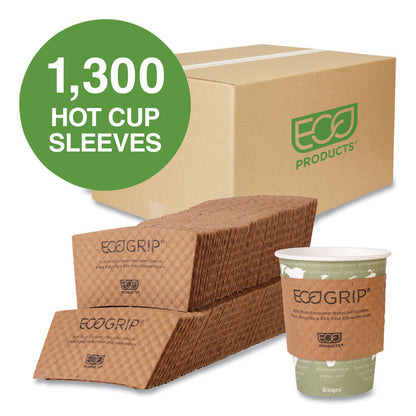 EcoGrip Recycled Content Hot Cup Sleeve, Fits 12, 16, 20, 24 oz Cups, Kraft, 1,300/Carton