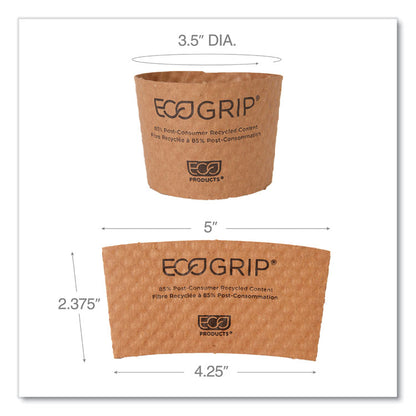 EcoGrip Recycled Content Hot Cup Sleeve, Fits 12, 16, 20, 24 oz Cups, Kraft, 1,300/Carton