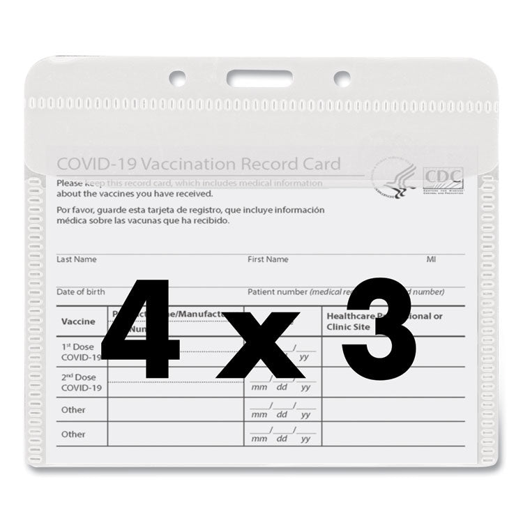 PVC-Free Badge Holders, Horizontal, Clear 4.5" x 4" Holder, 4.13" x 3.25" Insert, 50/Pack