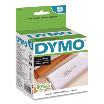 LabelWriter Address Labels, 1.12 x 3.5, White, 260 Labels/Roll, 2 Rolls/Pack