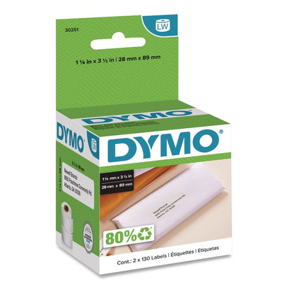 LabelWriter Address Labels, 1.12" x 3.5", White, 130 Labels/Roll, 2 Rolls/Pack