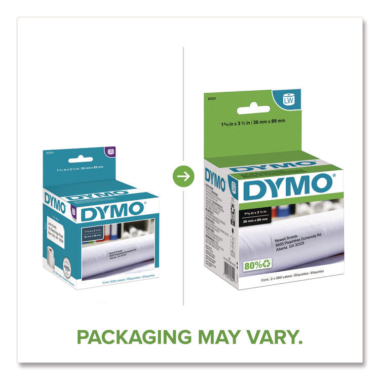 LabelWriter Address Labels, 1.4" x 3.5", White, 260 Labels/Roll, 2 Rolls/Pack
