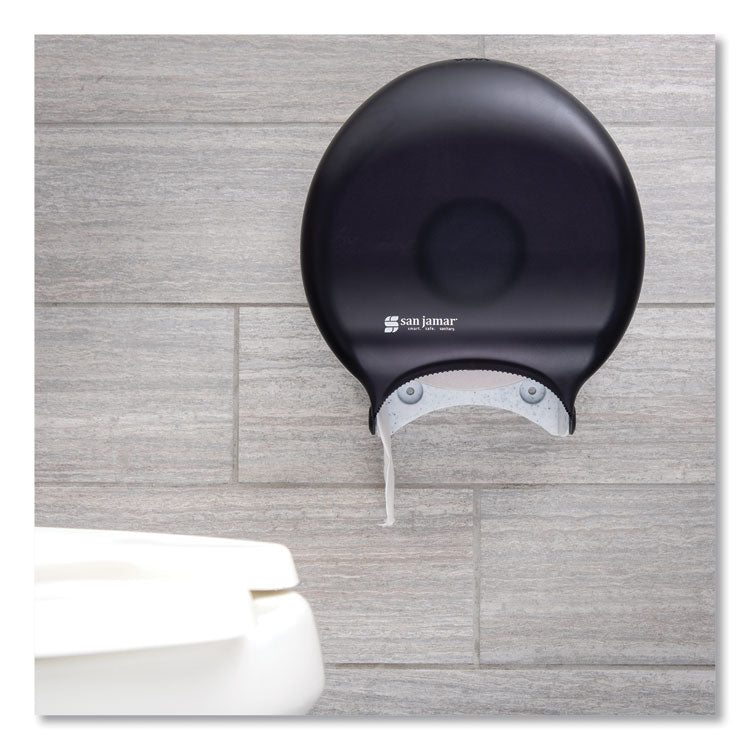 Single 9" Jumbo Bath Tissue Dispenser, Classic, 10.25 x 5.63 x 12, Transparent Black Pearl