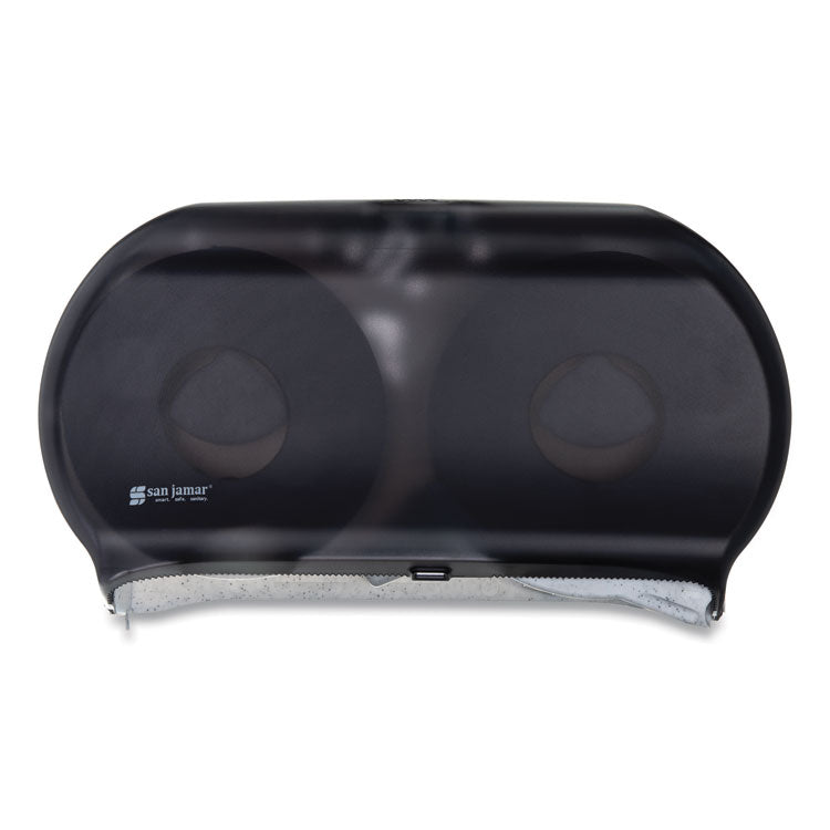 Twin 9" Jumbo BathTissue Dispenser, Classic, 19 x 5.25 x 12, Transparent Black Pearl