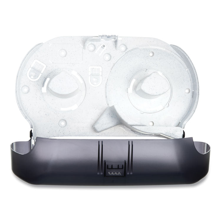 Twin 9" Jumbo BathTissue Dispenser, Classic, 19 x 5.25 x 12, Transparent Black Pearl