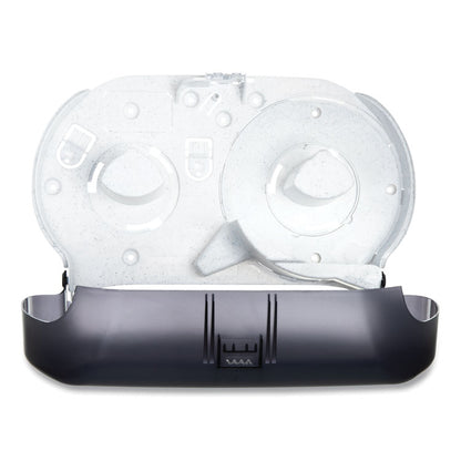 Twin 9" Jumbo BathTissue Dispenser, Classic, 19 x 5.25 x 12, Transparent Black Pearl