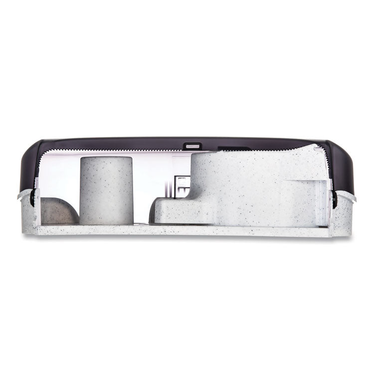 Twin 9" Jumbo BathTissue Dispenser, Classic, 19 x 5.25 x 12, Transparent Black Pearl