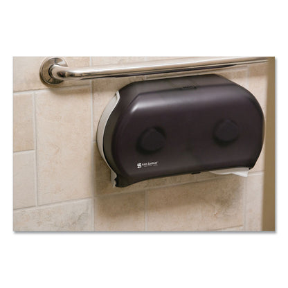 Twin 9" Jumbo BathTissue Dispenser, Classic, 19 x 5.25 x 12, Transparent Black Pearl