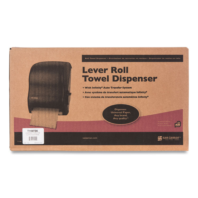 Lever Roll Towel Dispenser, Classic, 12.94 x 9.25 x 16.5, Transparent Black Pearl