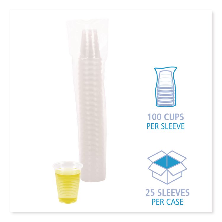 Translucent Plastic Cold Cups, 7 oz, 100/Sleeve, 25 Sleeves/Carton