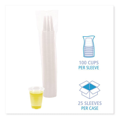 Translucent Plastic Cold Cups, 7 oz, 100/Sleeve, 25 Sleeves/Carton