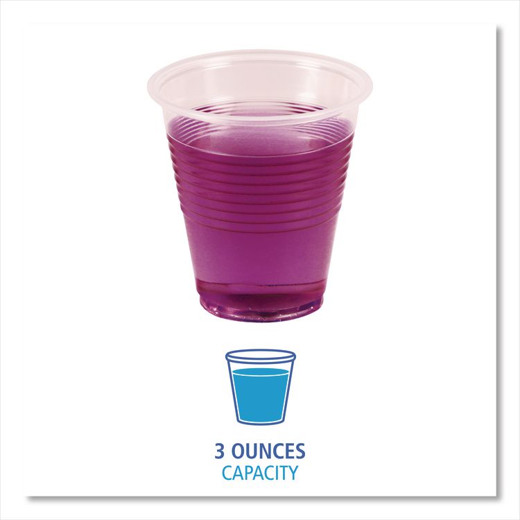 Translucent Plastic Cold Cups, 3 oz, 125/Sleeve, 20 Sleeves/Carton