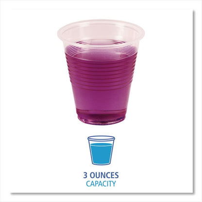 Translucent Plastic Cold Cups, 3 oz, 125/Sleeve, 20 Sleeves/Carton