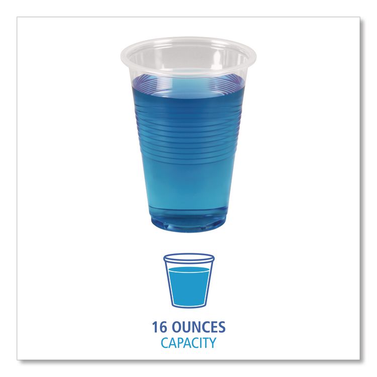Translucent Plastic Cold Cups, 16 oz, 50/Sleeve, 20 Sleeves/Carton
