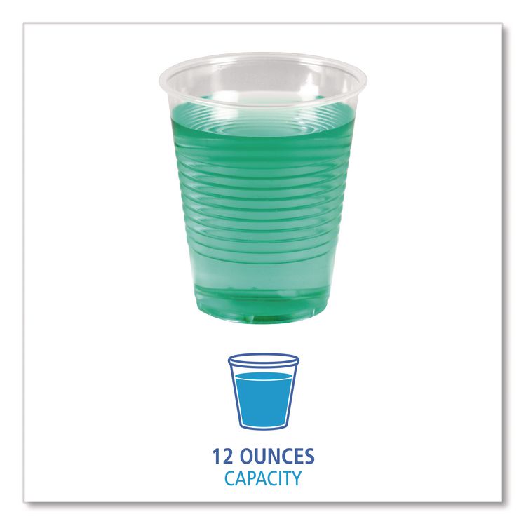 Translucent Plastic Cold Cups, 12 oz, 50/Sleeve, 20 Sleeves/Carton