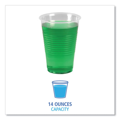 Translucent Plastic Cold Cups, 14 oz, 50/Sleeve, 20 Sleeves/Carton