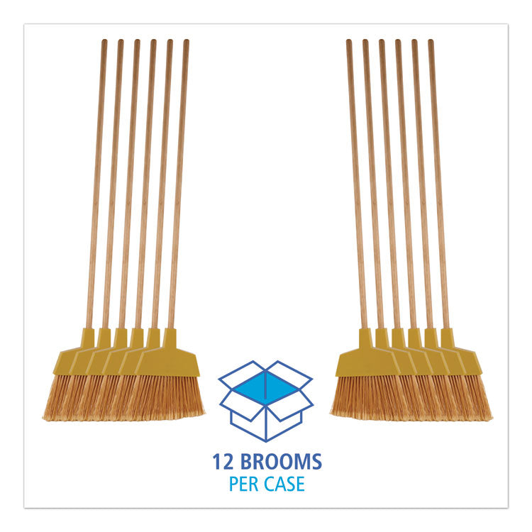 Angler Broom, 53" Length, Yellow, 12/Carton