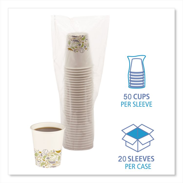 Deerfield Printed Paper Hot Cups, 8 oz, 50/Sleeve, 20 Sleeves/Carton