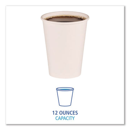 Paper Hot Cups, 12 oz, White, 50/Sleeve, 20 Sleeves/Carton