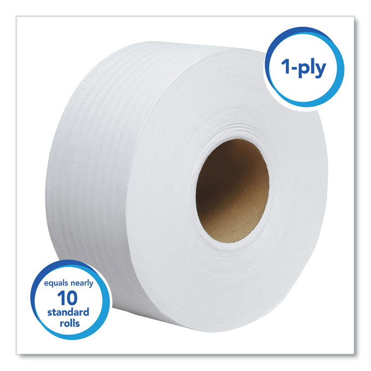 Essential JRT Jumbo Roll Bathroom Tissue, Septic Safe, 1-Ply, 3.55" x 2,000 ft, White, 12 Rolls/Carton