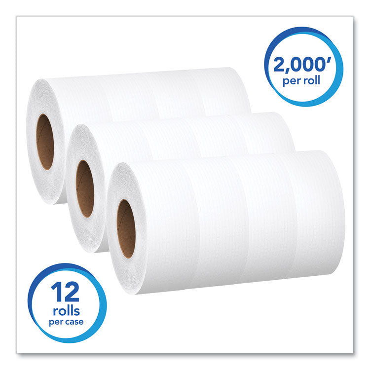 Essential JRT Jumbo Roll Bathroom Tissue, Septic Safe, 1-Ply, 3.55" x 2,000 ft, White, 12 Rolls/Carton