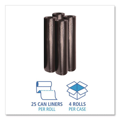 Recycled Low-Density Polyethylene Can Liners, 56 gal, 1.2 mil, 43" x 47", Black, Perforated, 10 Bags/Roll, 10 Rolls/Carton