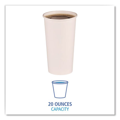 Paper Hot Cups, 20 oz, White, 50/Sleeve, 12 Sleeves/Carton