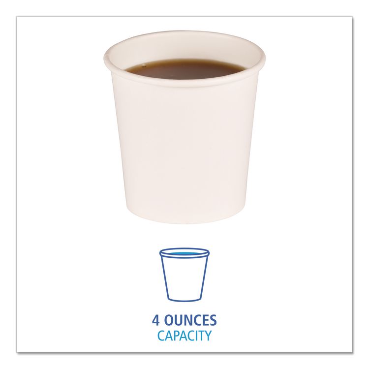 Paper Hot Cups, 4 oz, White, 50/Sleeve, 20 Sleeves/Carton