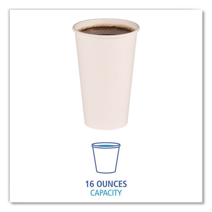 Paper Hot Cups, 16 oz, White, 50/Sleeve, 20 Sleeves/Carton