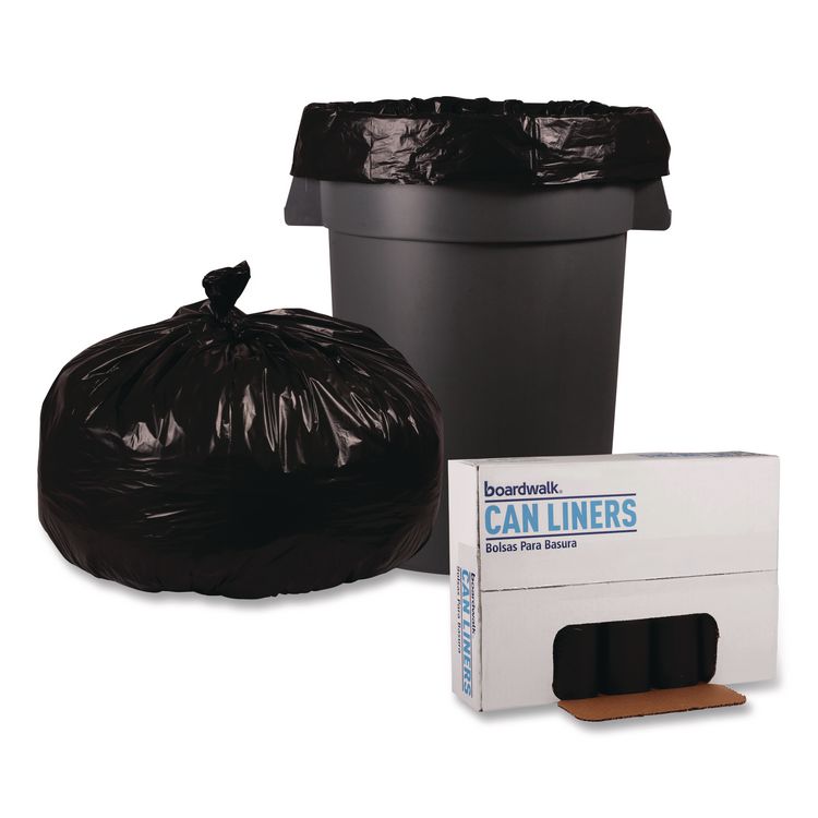 Recycled Low-Density Polyethylene Can Liners, 56 gal, 1.2 mil, 43" x 47", Black, Perforated, 10 Bags/Roll, 10 Rolls/Carton